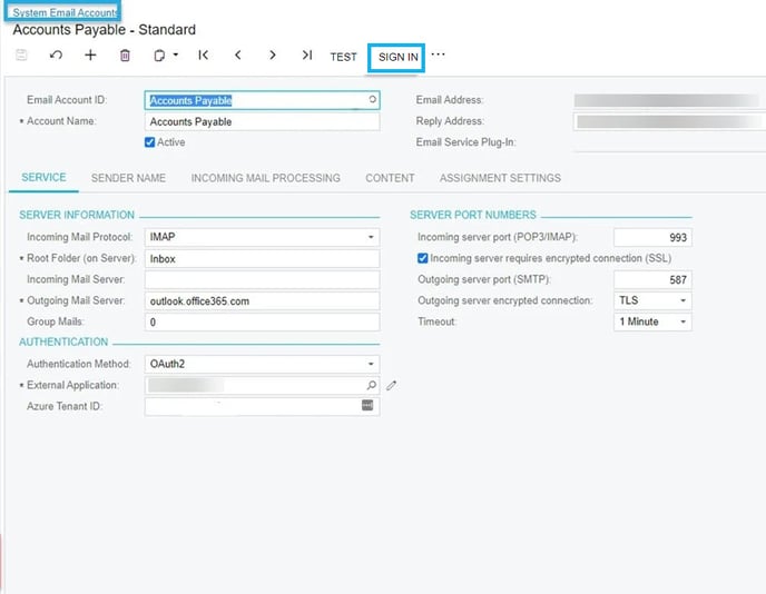 MS Azure sign in